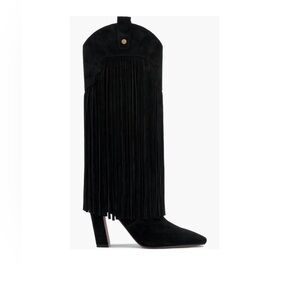 Black Fringe Suede Boots